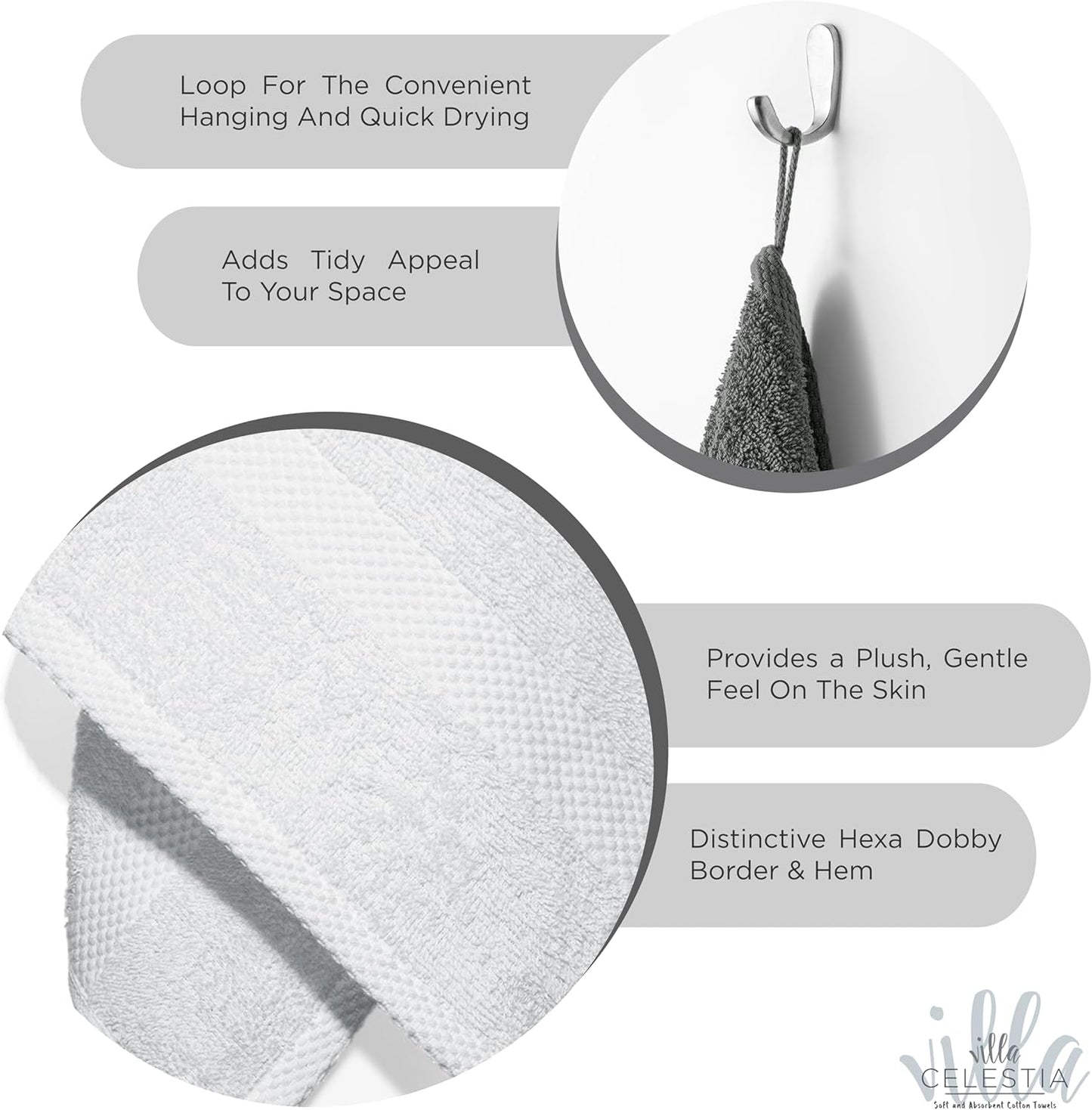 100% Cotton Bath Towel Set of 18-4 Bath Towels, 6 Hand Towels, 8 Wash Cloths, Sustainable, Soft, Highly Absorbent, Combed Cotton 18 Piece Set for Hotels, Spa, Bathroom, Dorm, White