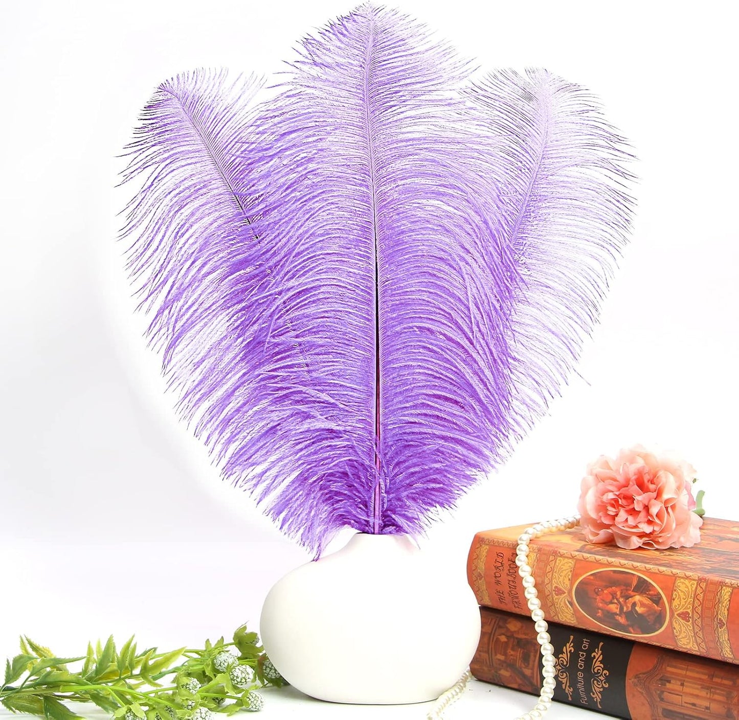 THARAHT Lavender Ostrich Feathers 12pcs Large Natural Bulk 12-14Inch 30cm-35cm for Wedding Party Centerpieces Easter Gatsbi and Decoration Feather