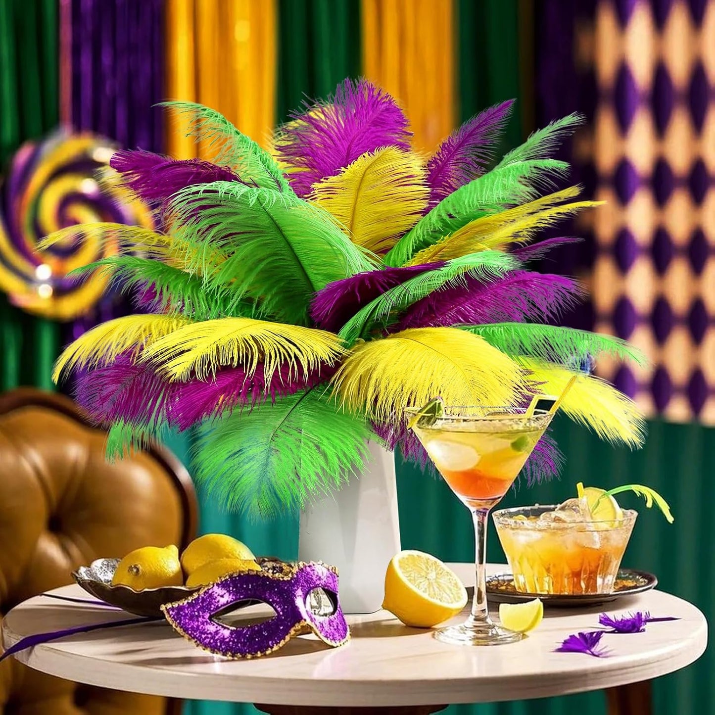 THARAHT Light Yellow Ostrich Feathers 24pcs Natural Bulk 8-10Inch 20cm-25cm for Wedding Party Centerpieces Easter Gatsbi and Home Decoration Feathers