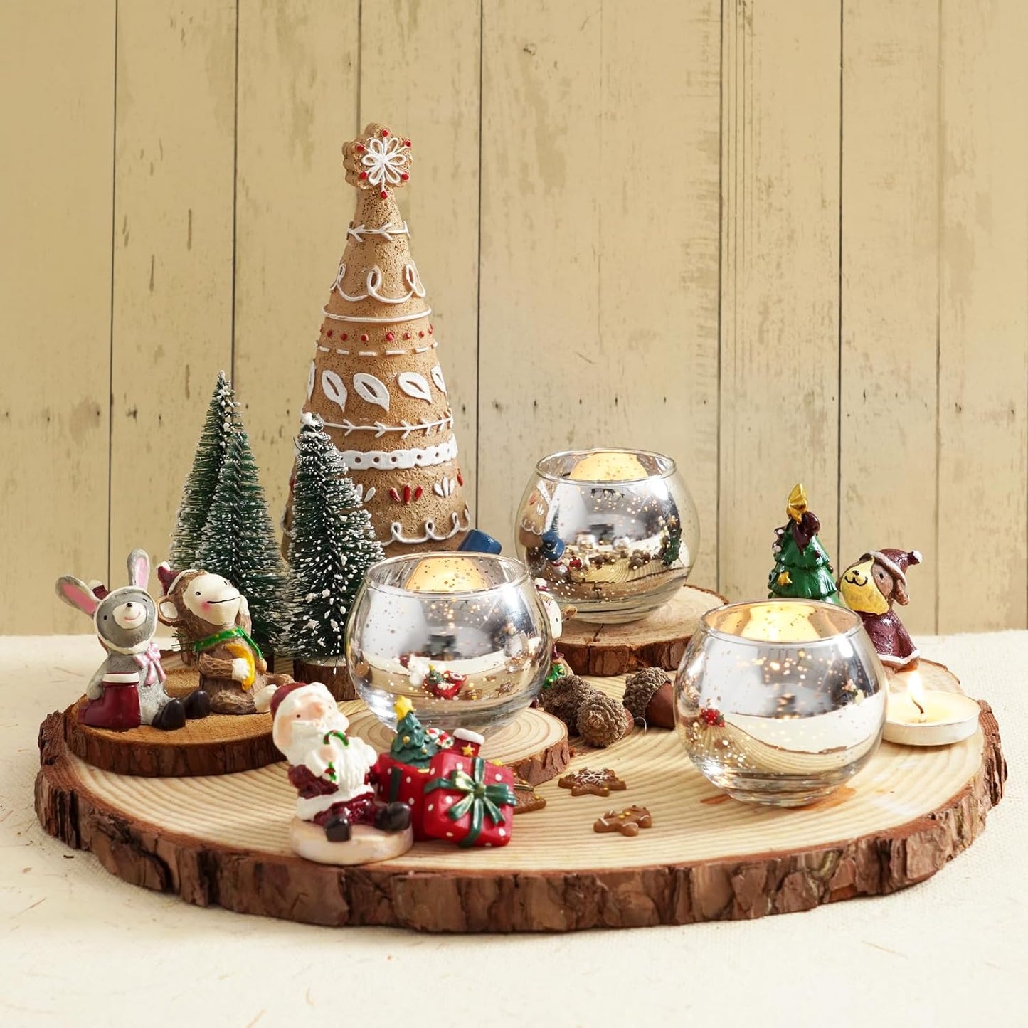 Homemory 12 Pcs Silver Votive Candle Holders, Round Mercury Glass Candle Holder, Tealight Candle Holders for Table Centerpieces, Baby Shower, Anniversary, Wedding, Home Decor, Halloween, Christmas