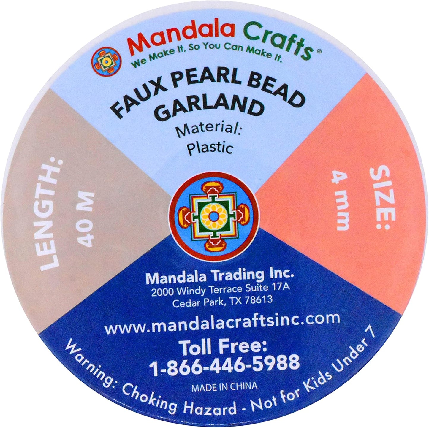 Mandala Crafts 4mm Faux Purple Pearl Beads Roll - 44 Yards Strand of Fake Pearls Chain Garlands Spool String for Christmas Tree, Wedding, Party, Vases, DIY Decoration