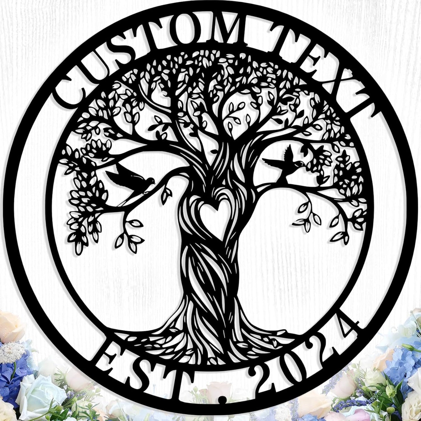 Personalized Tree of Life Metal Sign Wall Art Decor, Custom Wedding Gifts for Couples, Custom Family Name Sign, Christmas Valentine's Day Housewarming Gifts