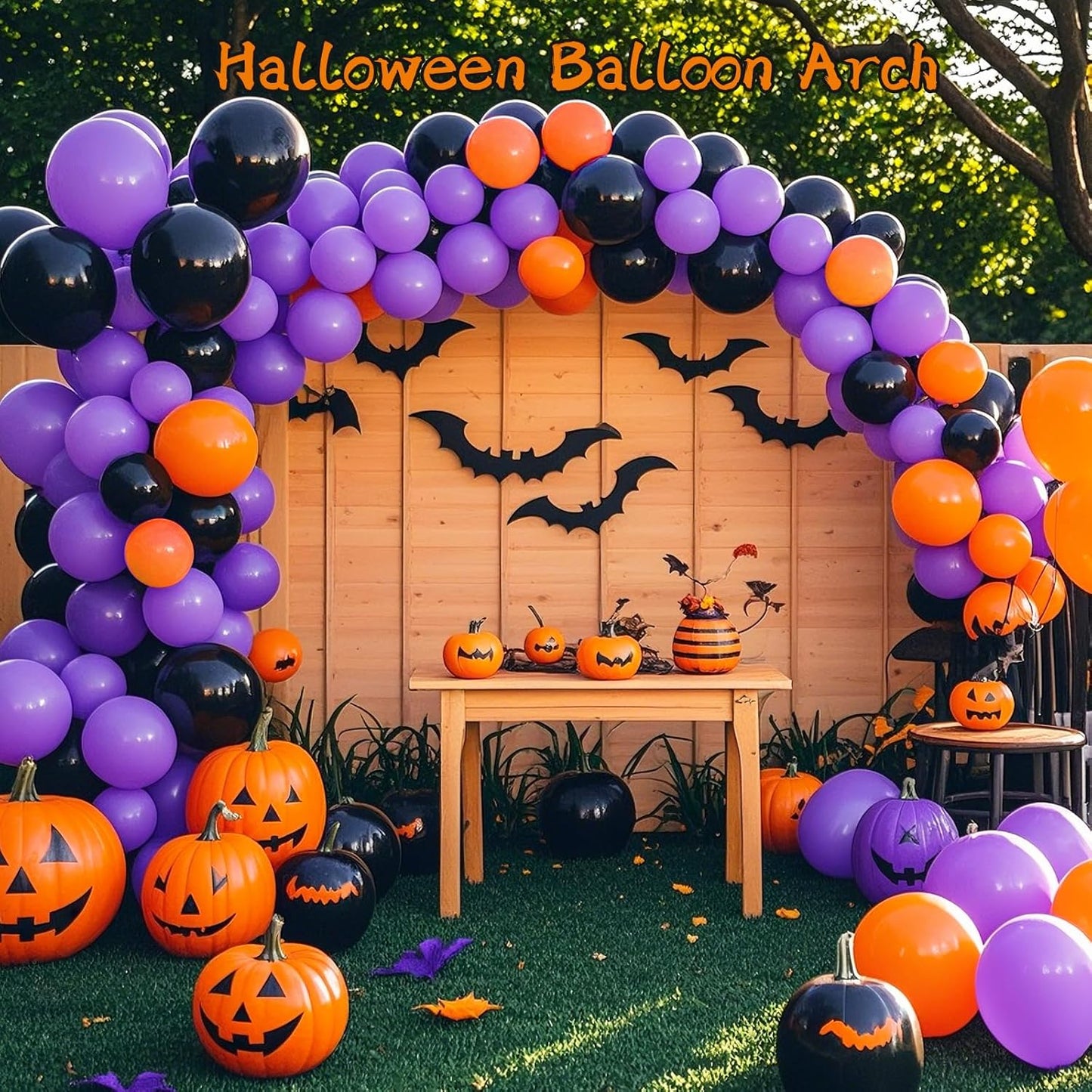 Orange and Black Balloons with Ribbons, 12-Inch Halloween Party Orange Purple and Black Latex Balloons for Halloween Party Decorations, Perfect for Spooky Party Decor