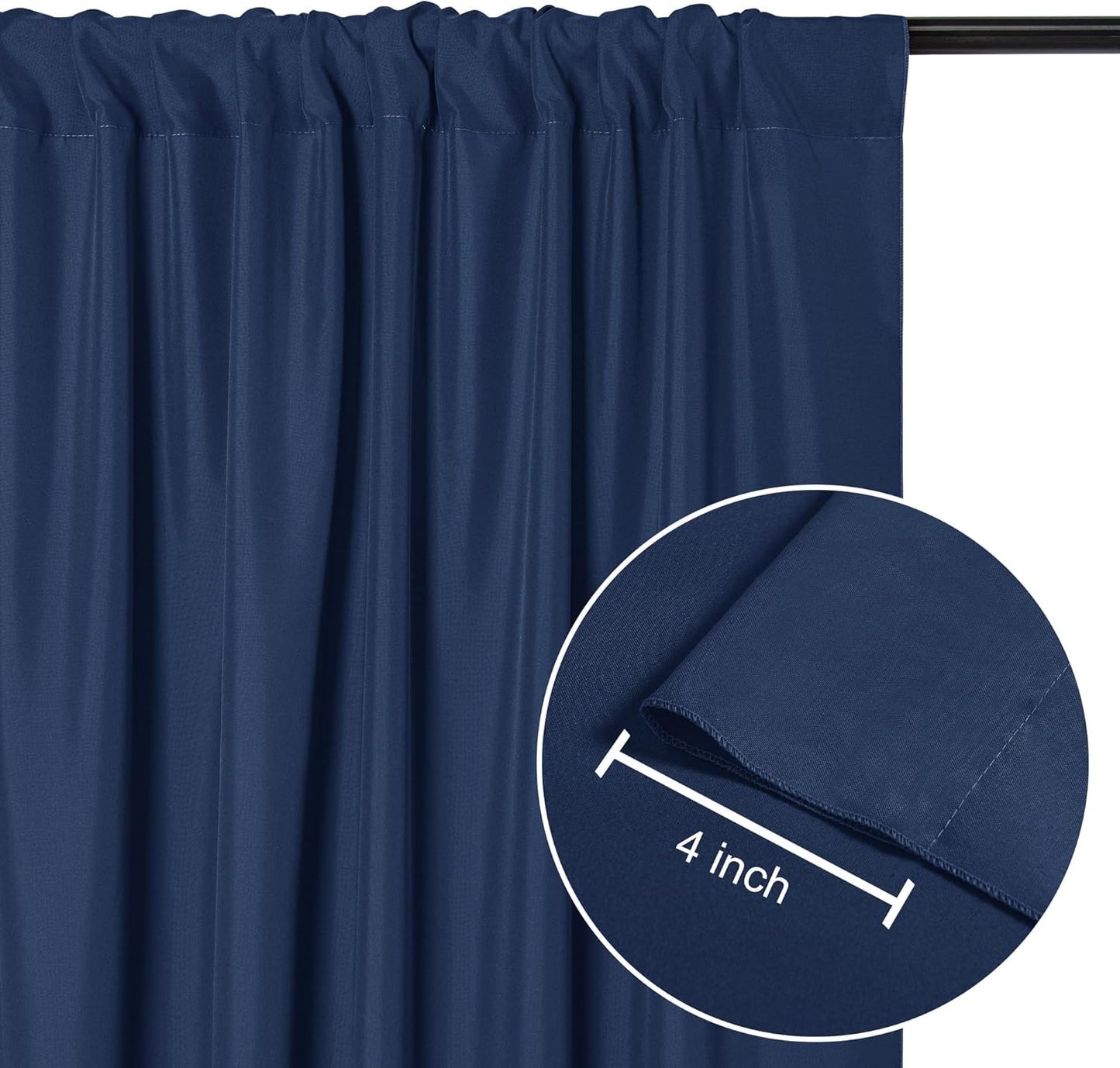DWCN 10x7 FT Navy Blue Backdrop Curtains for Parties, Photography Backdrop Drapes with Rod Pockets for Wedding Decorations Stage Birthday Family Gatherings, 2 Panels 5ft x 7ft