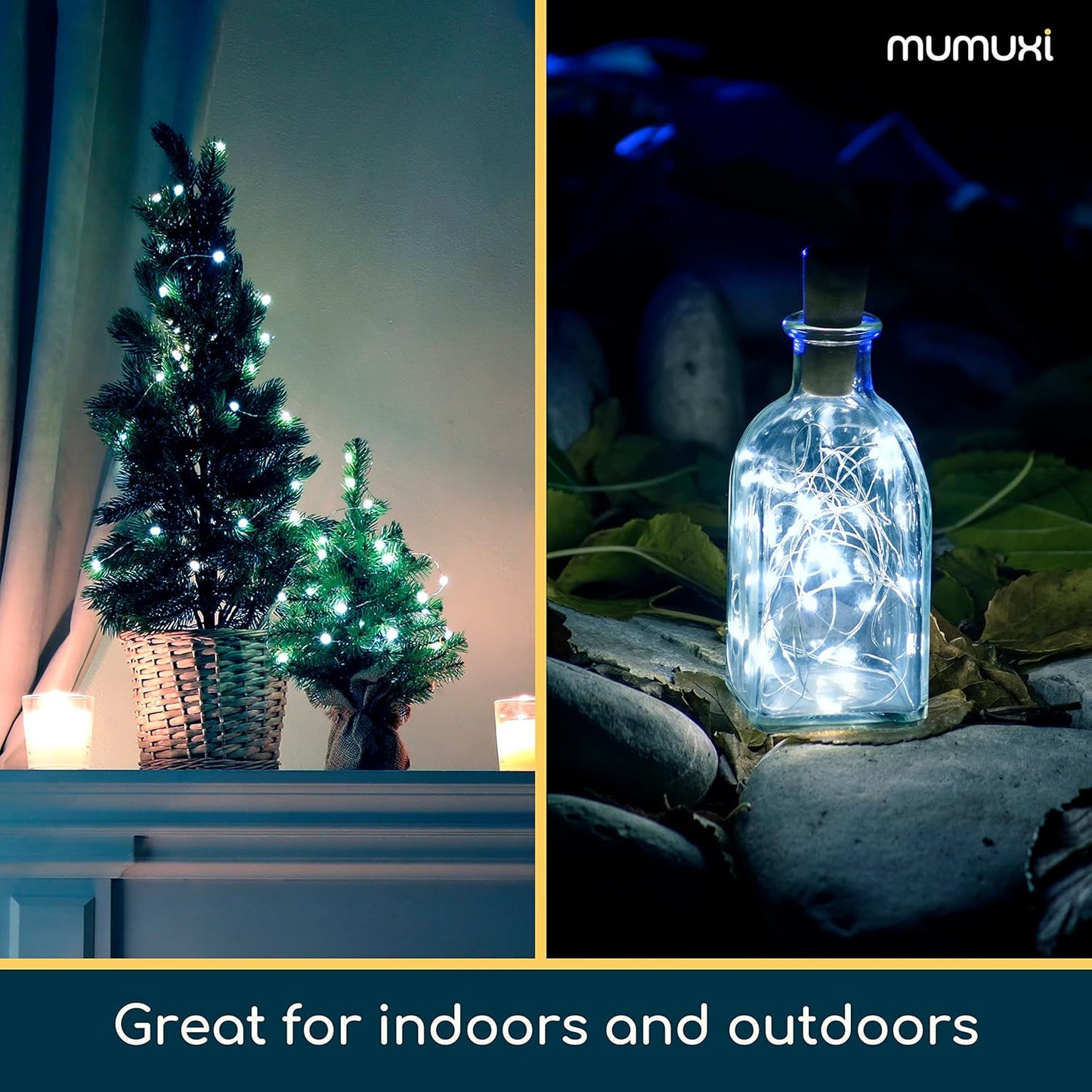 MUMUXI 20 Pack 3.3ft Fairy Lights Battery Operated String Lights, Mini White LED Powered, Waterproof, Silver Wire Firefly Mason Jar for Home, Party, Wedding Decorations, Cool White