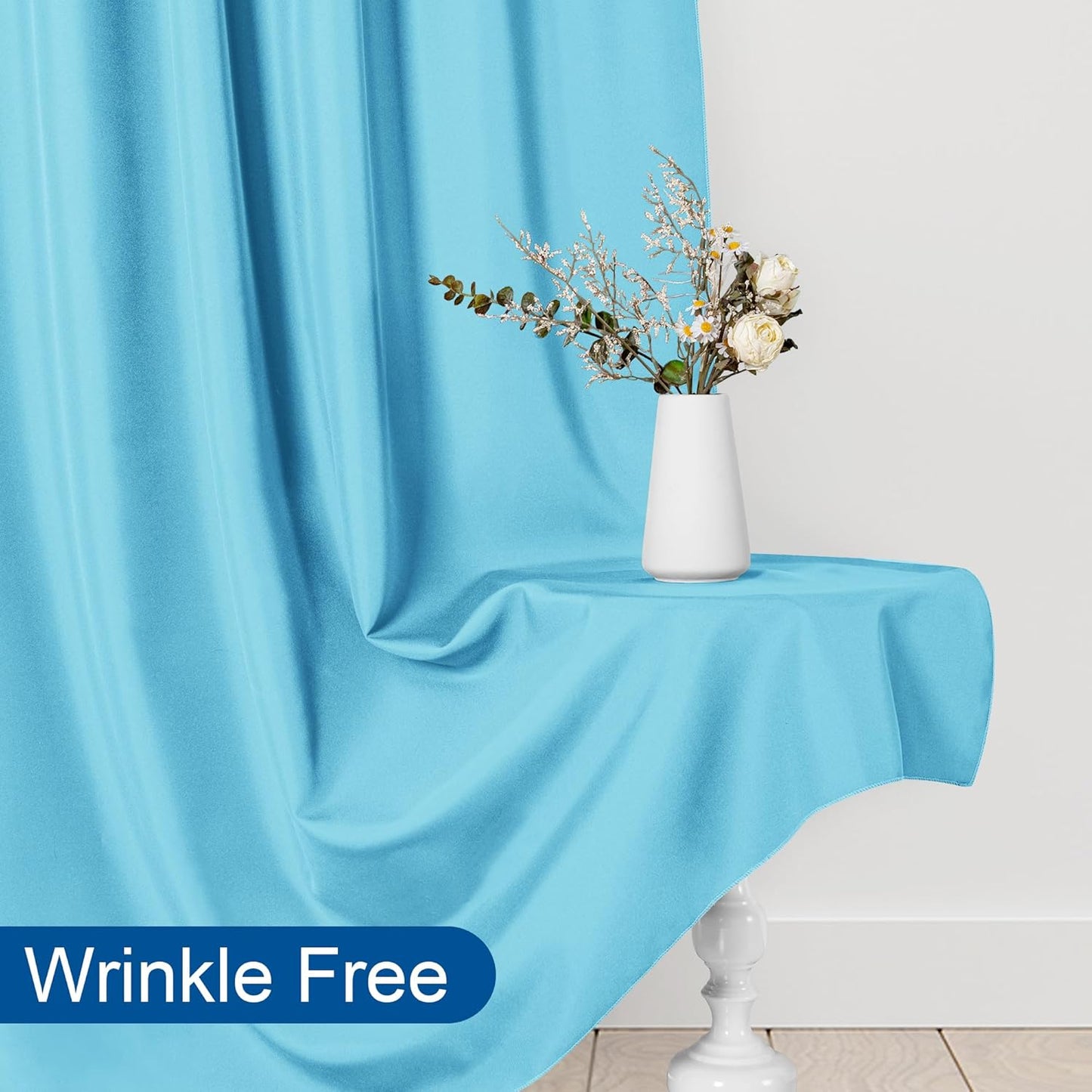 DWCN 10x10 FT Backdrop Curtains for Parties, Photography Backdrop Drapes with Rod Pockets for Wedding Decorations Stage Birthday Family Gatherings, 2 Panels 5ft x 10ft, Baby Blue