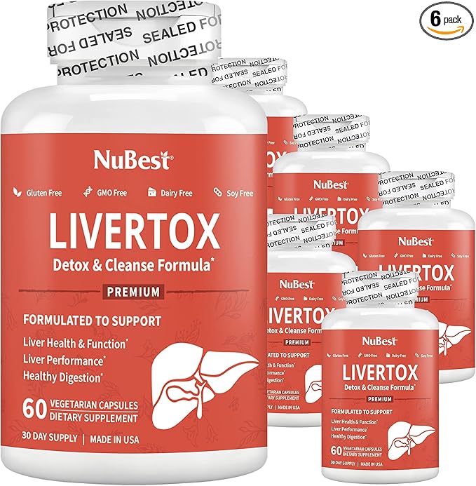 Liver Cleanse Detox & Fatty Liver Repair - Liver Supplement by LIVERTOX with Milk Thistle, Choline, Beet, Turmeric, Artichoke & Dandelion - Liver Supplement for Liver Detox and Healthy Liver - Pack 6