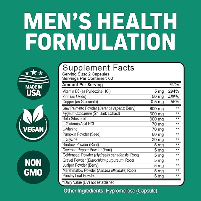 Herbtonics Prostonic Ultra: Dual Prostate & Hair Support for Men – Saw Palmetto, Beta-Sitosterol, Pumpkin Seed – Promotes Urinary Health & Natural DHT Blocking – 120 Capsules