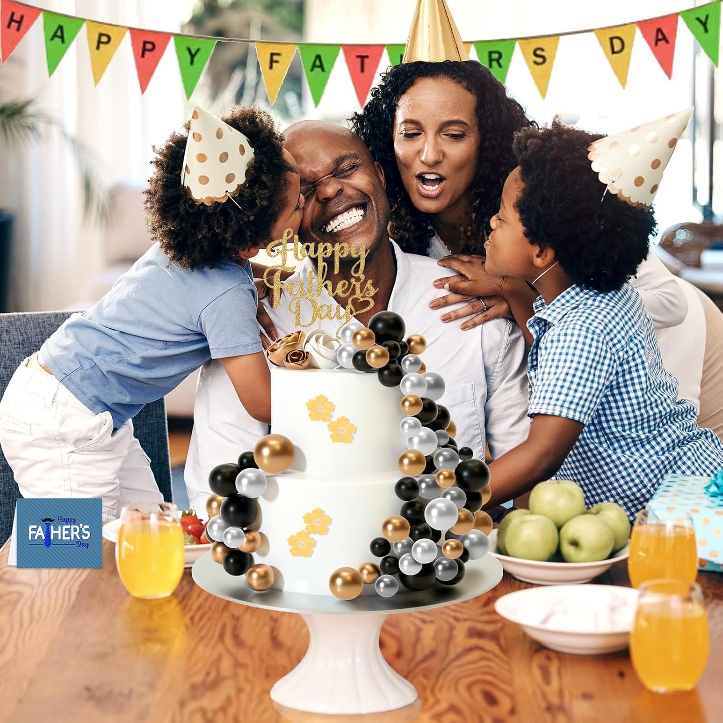 ASTARON 32 Pcs Ball Cake Topper Decorations Mini Balloons Cake Topper Sticks Foam Balls Cake Picks for Graduation Wedding Party Birthday Cake Decorations (Gold Silver Black)