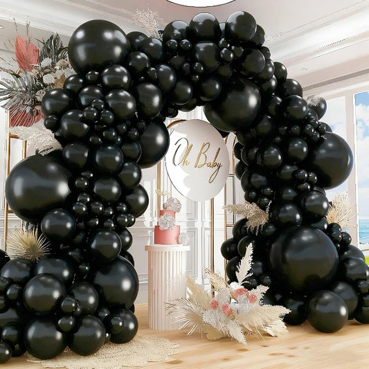 412pcs Black Balloons 18 12 10 5 Inch Black Balloon Garland Arch Kit Different Sizes Matte Latex Balloons for Baby Shower Birthday Wedding Party Decorations