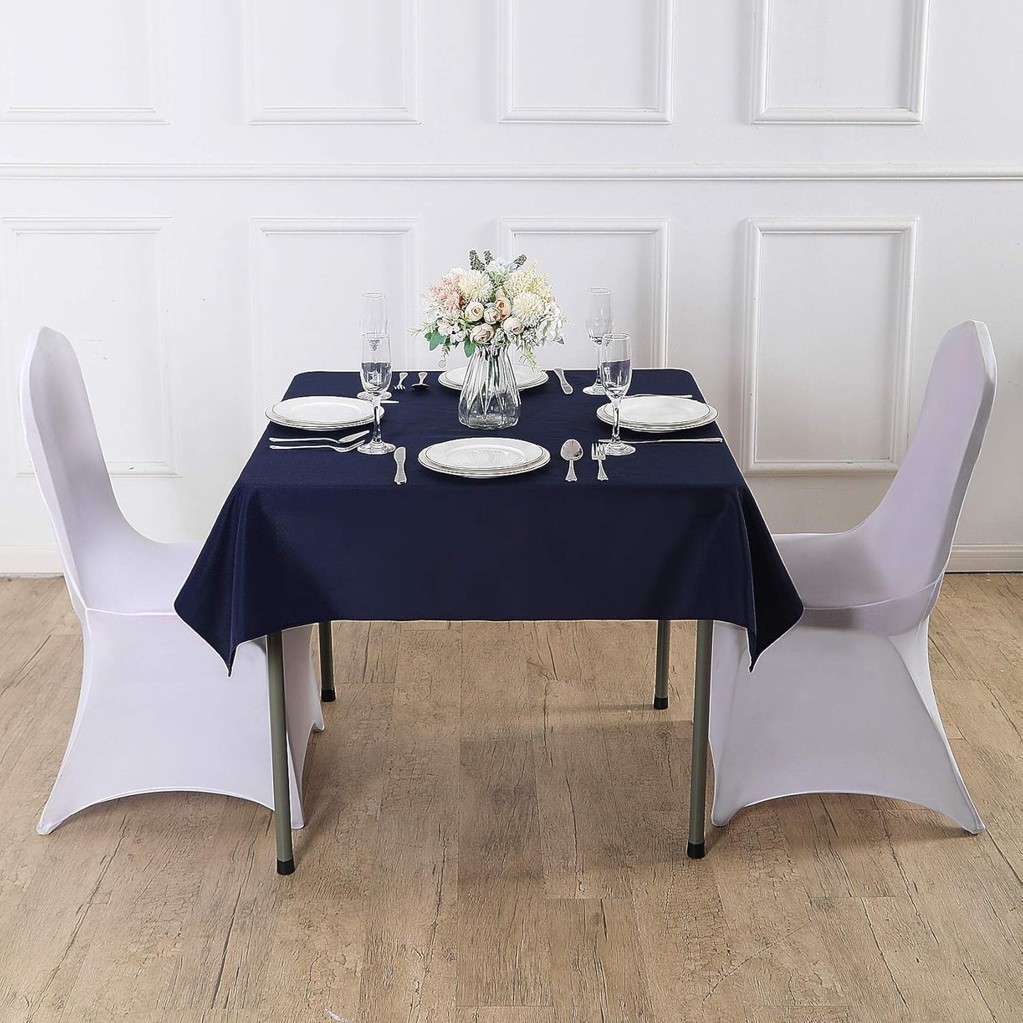Cupuamon Square Tablecloth 70x70 inch Washable Polyester Fabric Table Cloth for Wedding Party Dining Banquet Decoration（70x70,Navy）