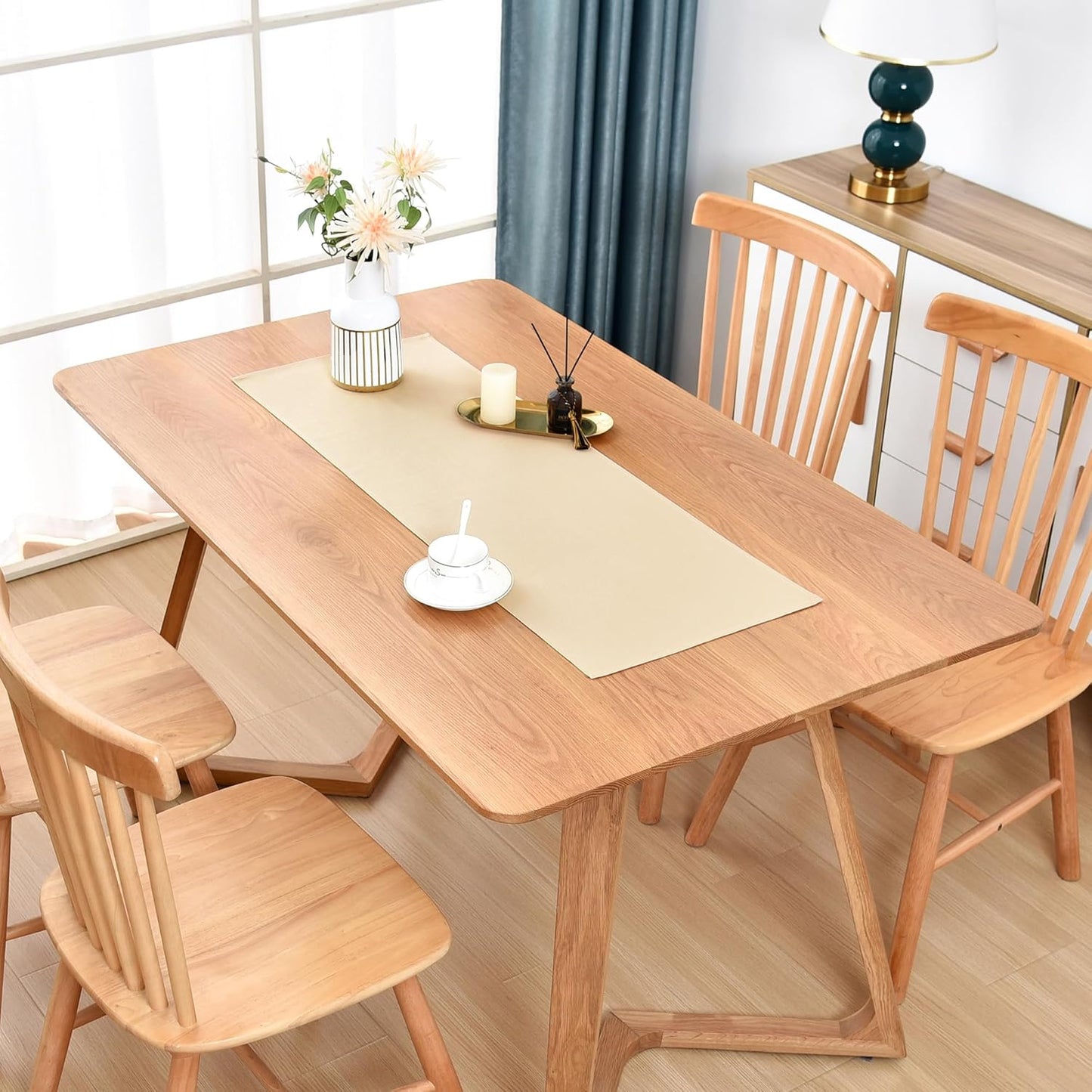 Farmhouse Beige Table Runner Small Short Table Runners 36 Inches Coffee Table Runner for Dresser Living Room Bedroom Holiday Party Banquet 12X36 Inch