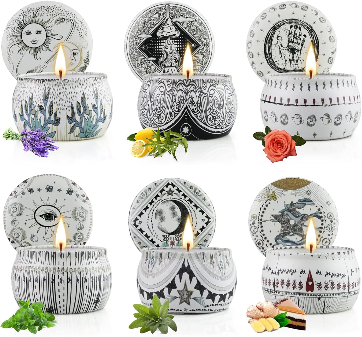 6 Pack Scented Candles Gift Set, Aromatherapy Candles for Home Scented, 200H Long Lasting Soy Wax Candle Gifts for Women, Ideal for Birthday, Mother's Day, Valentine, Christmas