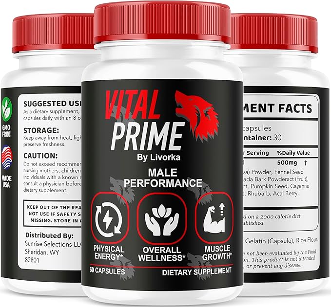 Vital Prime for Men, Advanced Formula, Dietary Supplement Support Capsules for 3 Months, Pack of 3