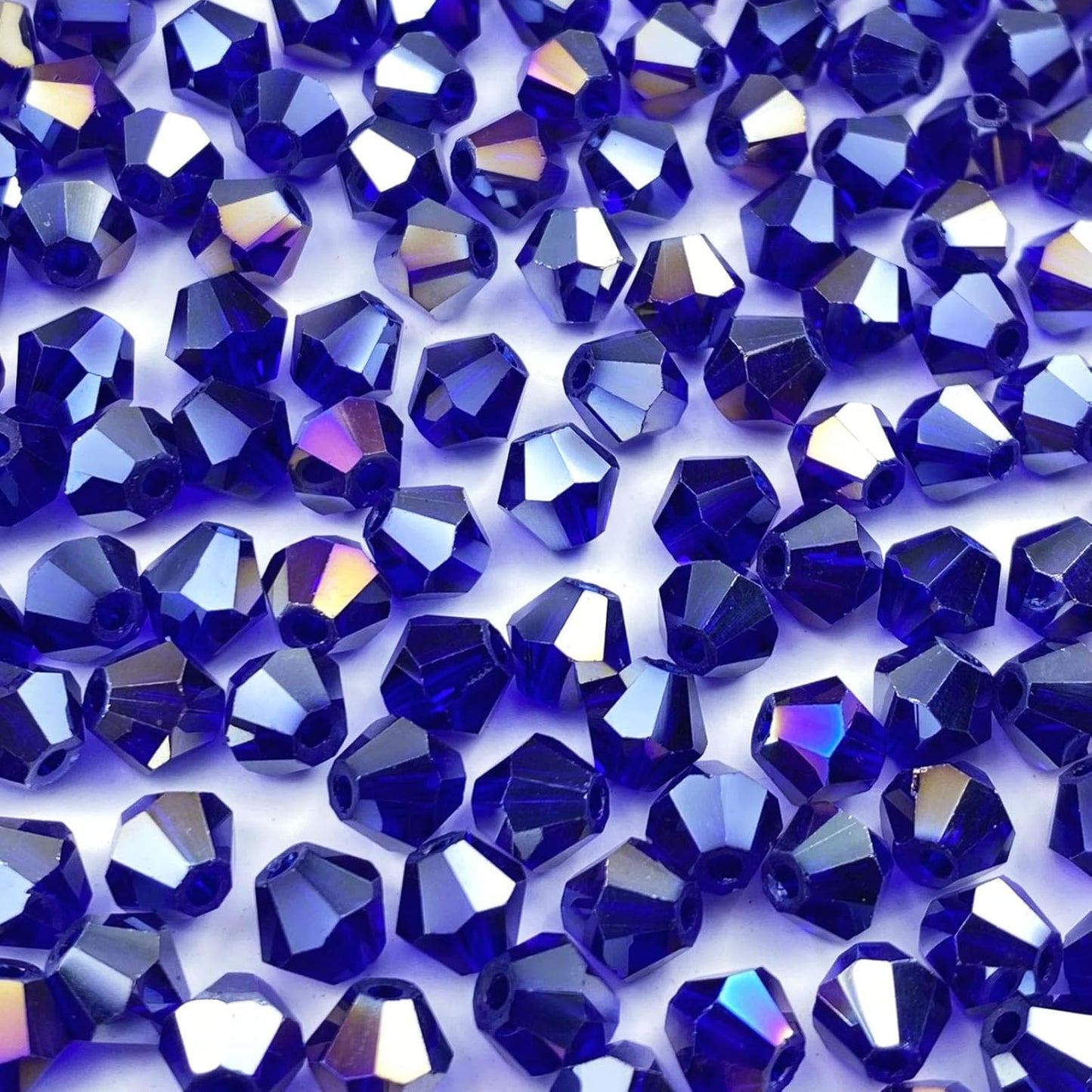 400pcs 4mm Bicone Crystal Glass Beads Loose Spacer Beads Faceted Craft Beads for Jewelry Making DIY Necklace Bracelet Earring Wind Chimes Suncatchers Ornamen(Sapphire AB)