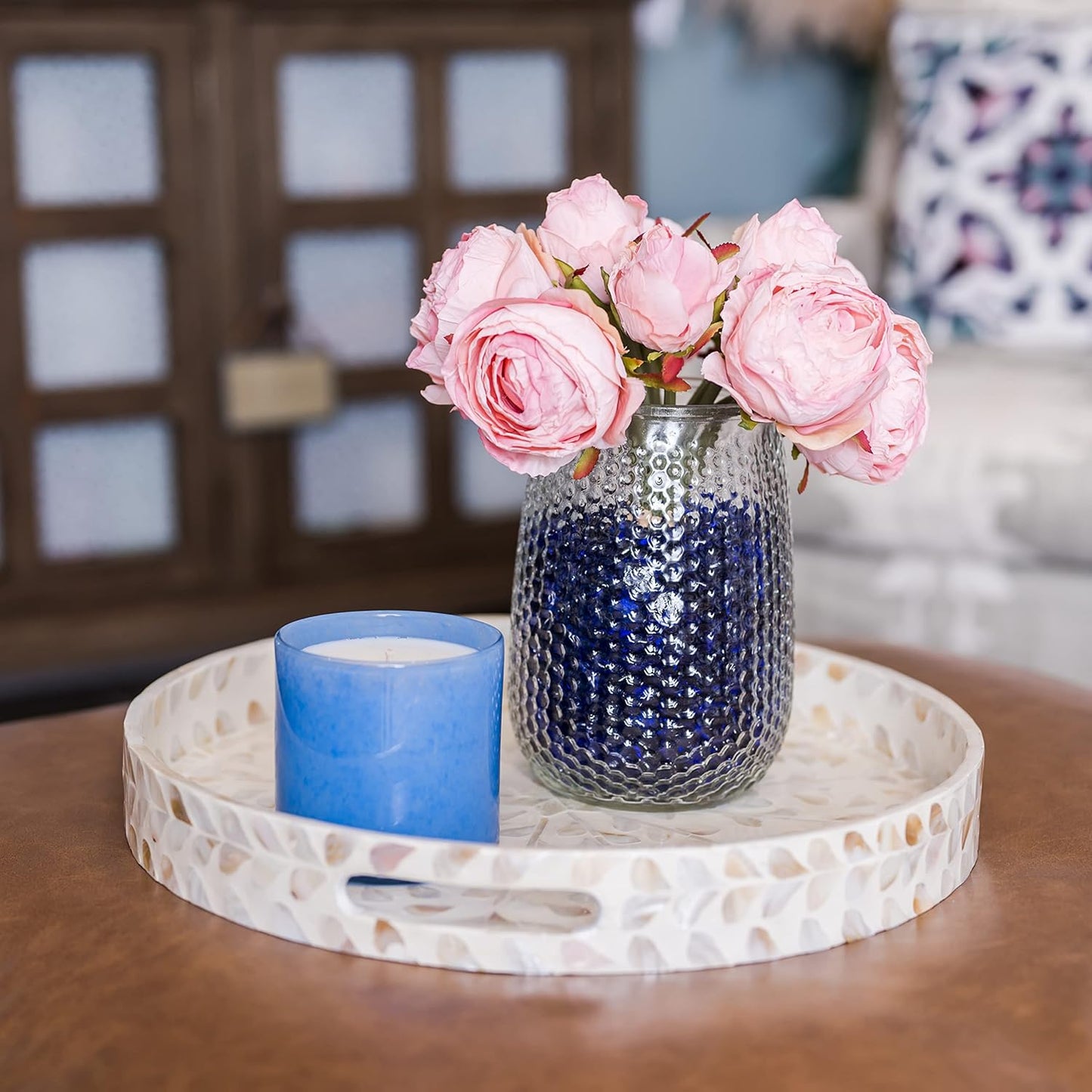 Galashield Flat Glass Marbles for Vases Cobalt Blue Glass Gems Beads Pebbles Vase Filler (5 LBS, Approx. 540 PCS)