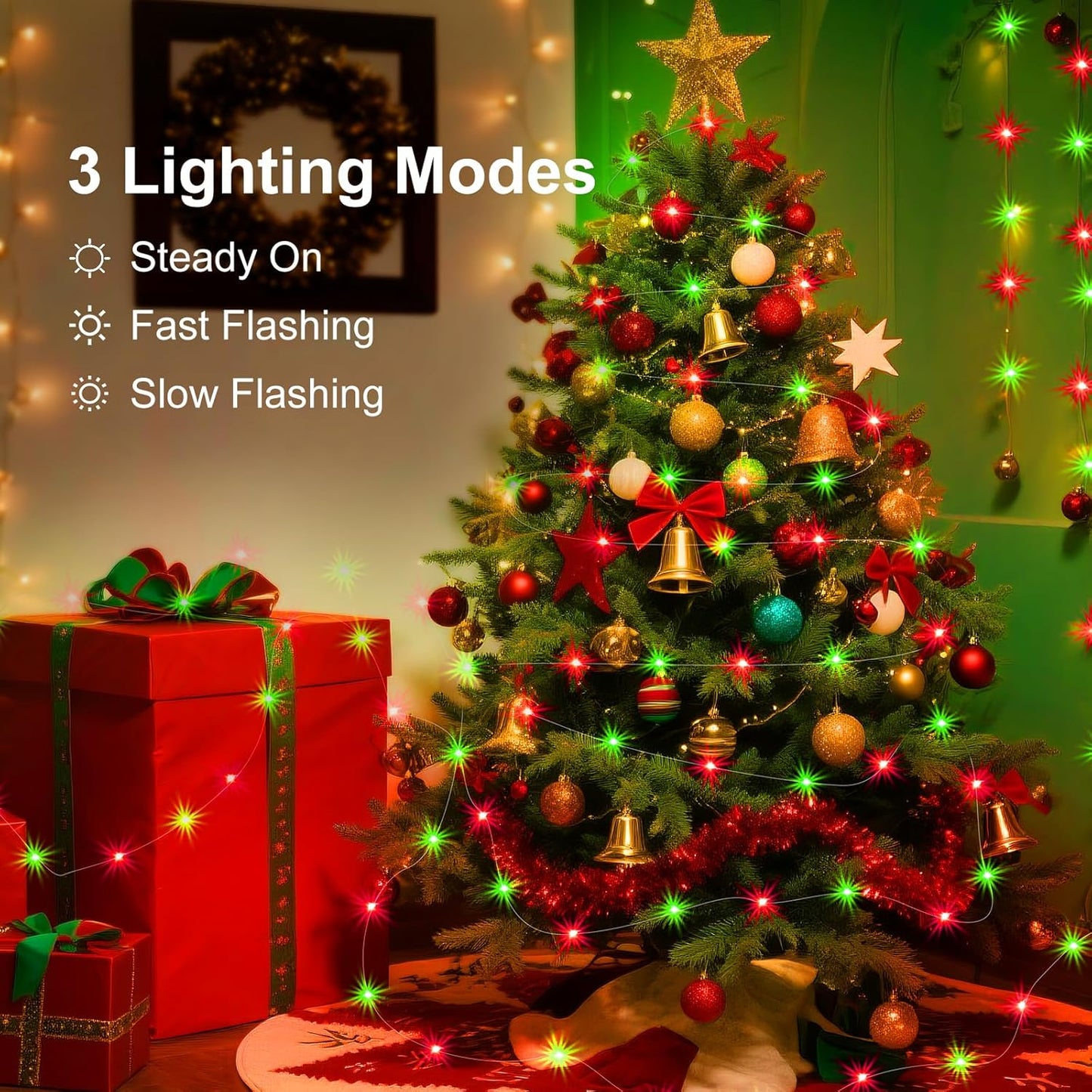 ZGWJ 12 Pack Christmas Fairy Lights Battery Operated, 7ft 20LED Mini Fairy String Lights Silver Wire 3 Modes Waterproof for Christmas Tree DIY, Parties, Bedroom Decorations Red&Green