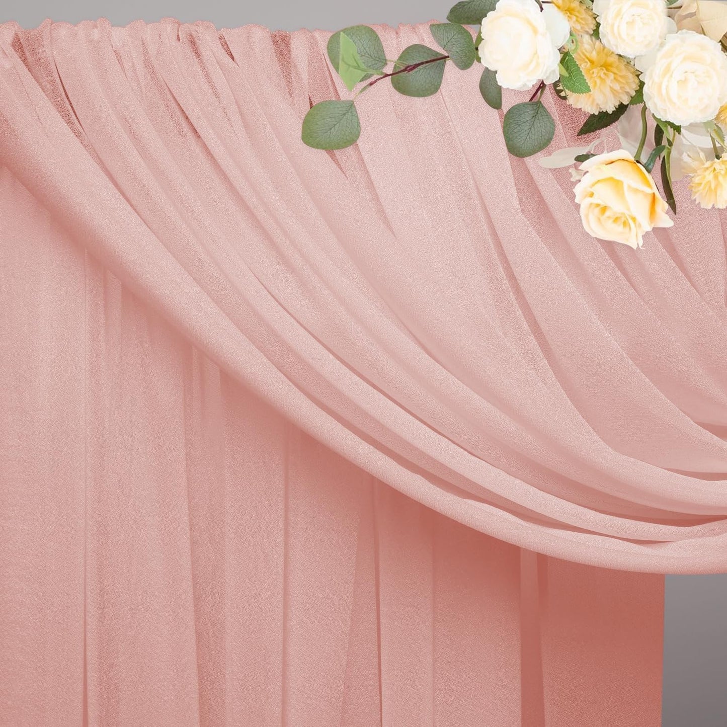 Wokceer Wedding Arch Draping Fabric 6 Panels 28.7" x 20FT Blush Drapes Sheer Fabric Backdrop Arch Draping Fabric for Wedding Ceremony Birthday Party Bridal Shower Decoration