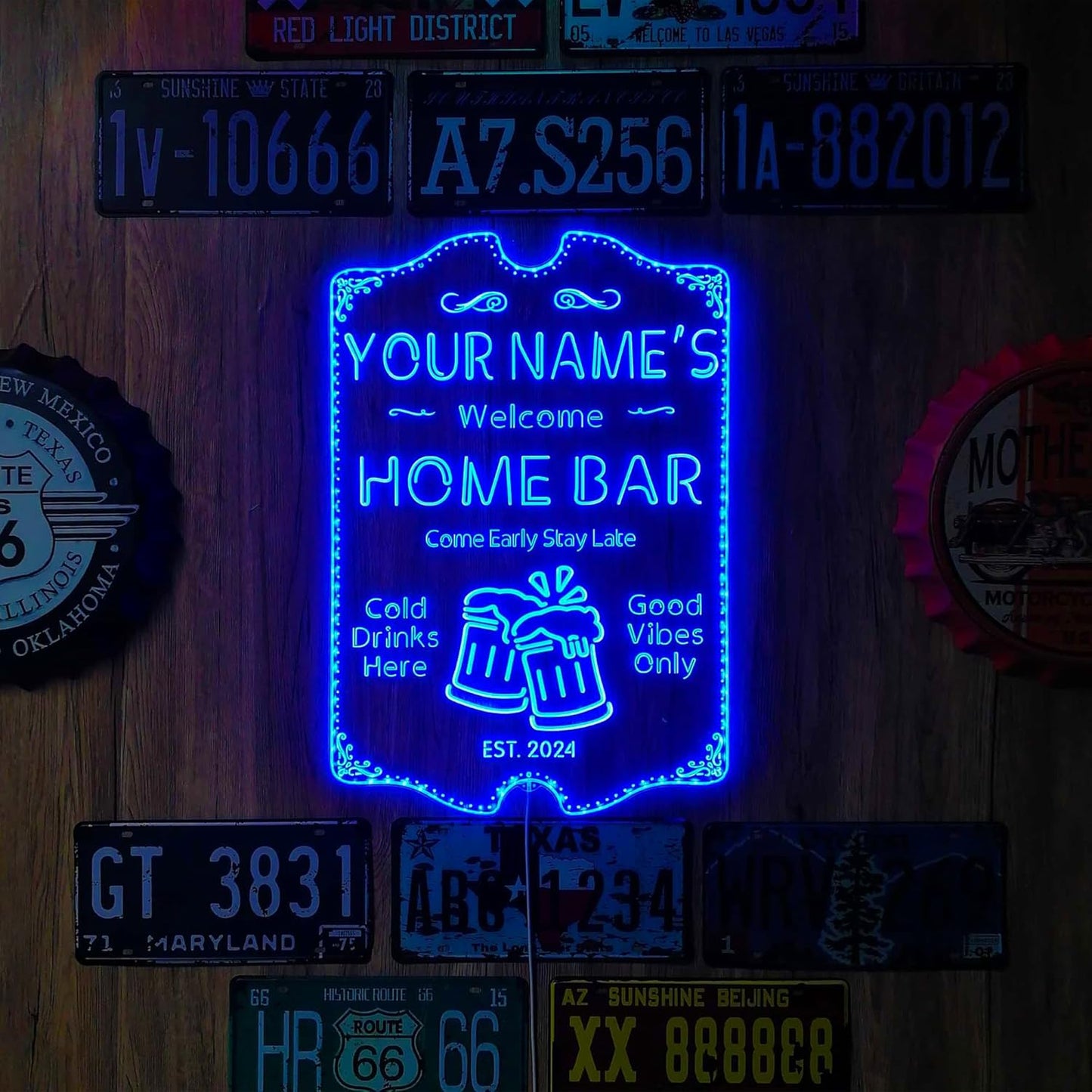 ADVPRO Personalized Your Name Home Bar RGB Dynamic Glam LED Sign - Cut-to-Edge Shape - Smart 3D Decoration - Multicolor Signage st06s64-fnd-p11a-tm-c
