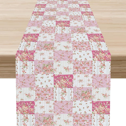 Boho Patchwork Table Runner, Vintage Farmhouse Colorful Wildflowers Bohemian Paisley Flower Table Center Decor for Home Kitchen Dining Patio Holiday Party Indoor Table Decorations, 13"x90" Inch