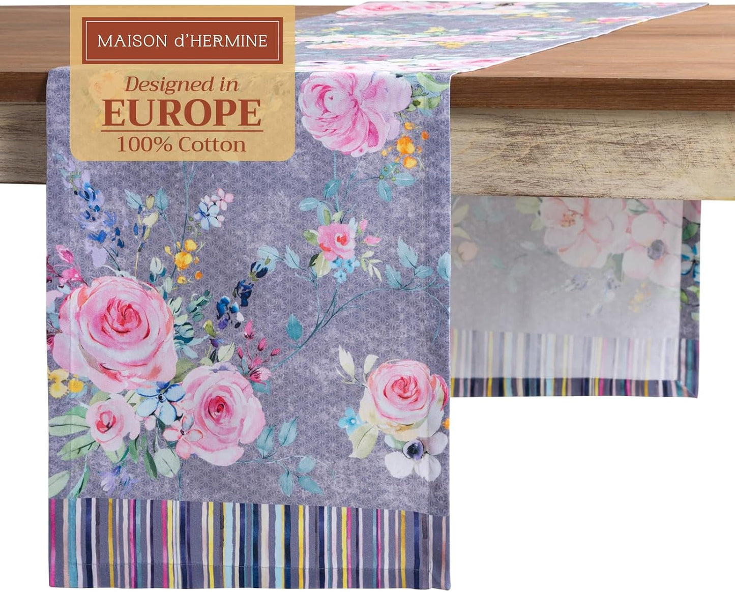 Maison d' Hermine Table Runner 100% Cotton Single Layer Table Runners 72 inches Long Decorative for Home Dining Party Wedding Bridal Shower Spring Summer (Sweet Rose Lavender - Lush, 14.50" x 72")