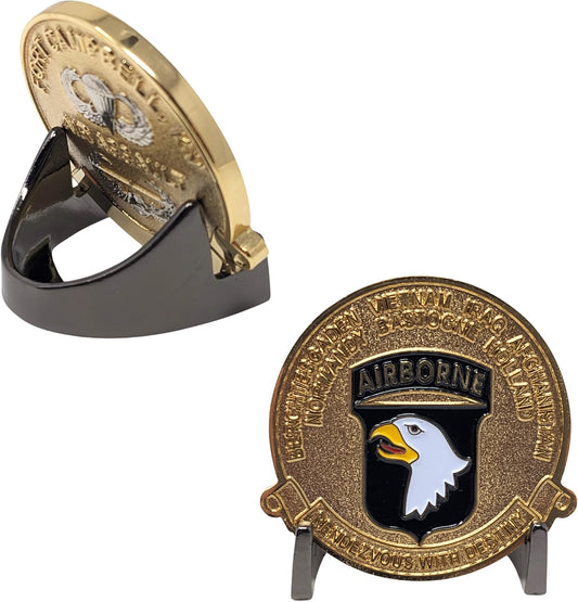 Military Challenge Coin Display Stand - Solid Metal with Anodized Finish - US Vet. Business (Black) (Black Two-Pack)