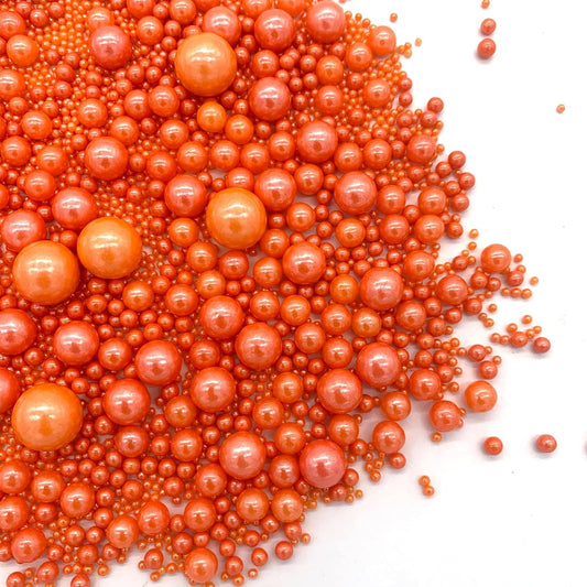 Weraru Edible Orange Pearl Sugar Sprinkles Candy Mixing Size Baking Edible Cake Decorations Cupcake Toppers Cookie Decorating Celebrations Wedding Shower Party Chirstmas Supplies 130g/ 4.58oz
