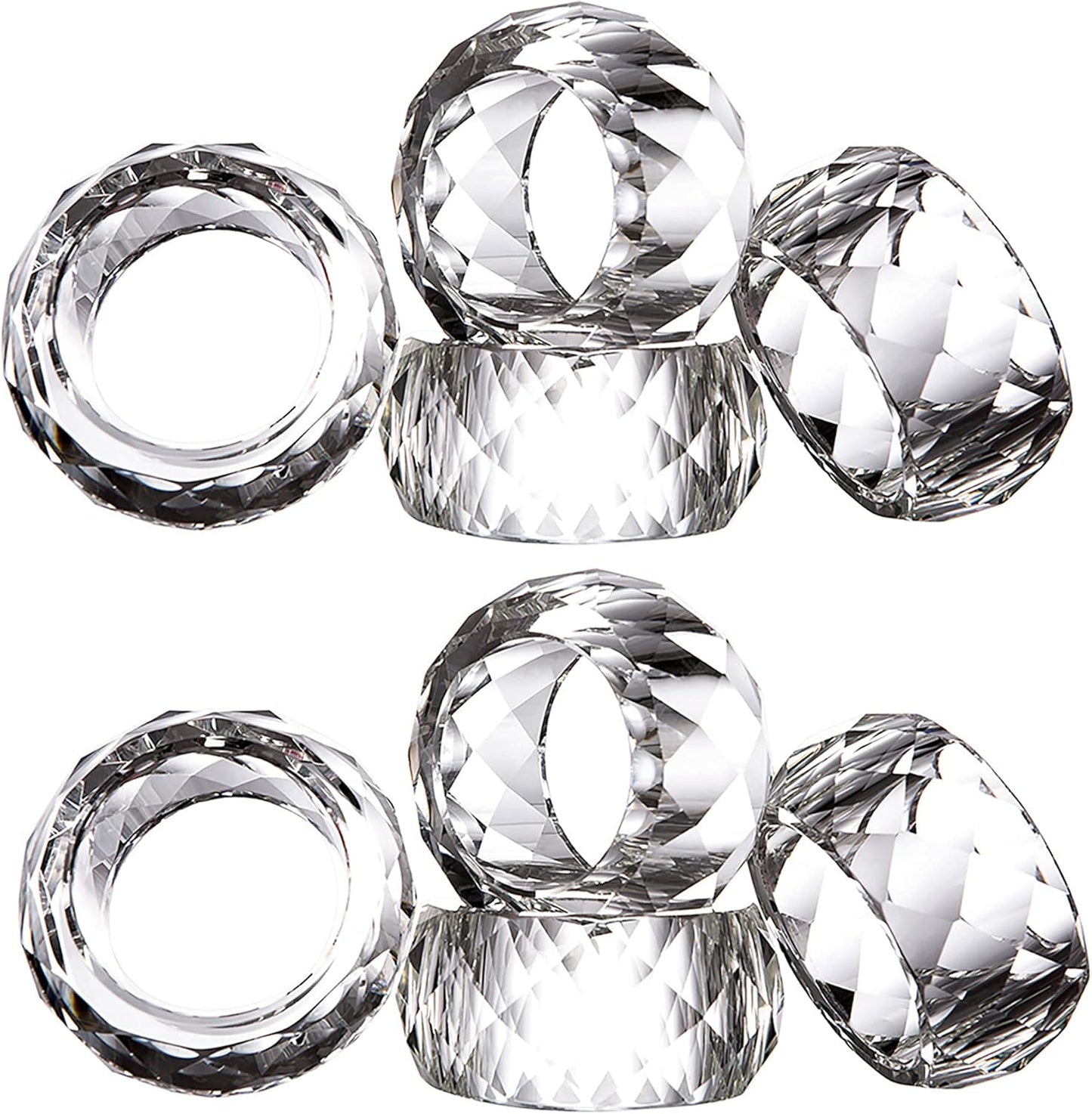 kitCom Crystal Napkin Ring Holders Set of 8, K9 Luxury Crystal Napkin Holder Rings, Diamond-Shaped Design, Napkin Buckles for Holiday Decor, Wedding, Christmas, Dinner Table, Thanksgiving (Pack of 8)