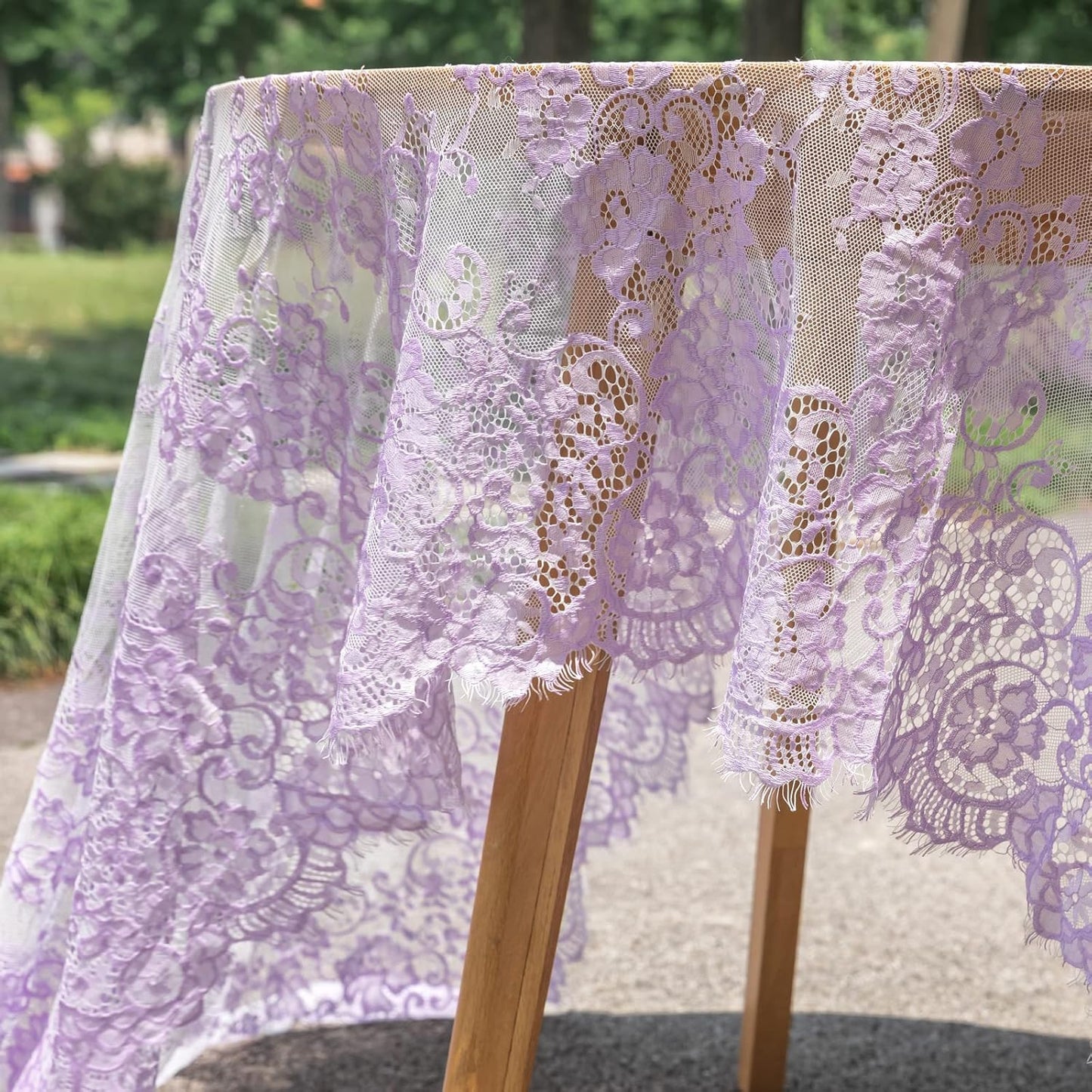 TINWIN Purple Lace Tablecloth 60x120 Inch Rectangle Vintage Runner Eyelash Fabric for Kitchen Dining Picnic Table Wedding Decor for Home Decoration Tea Party