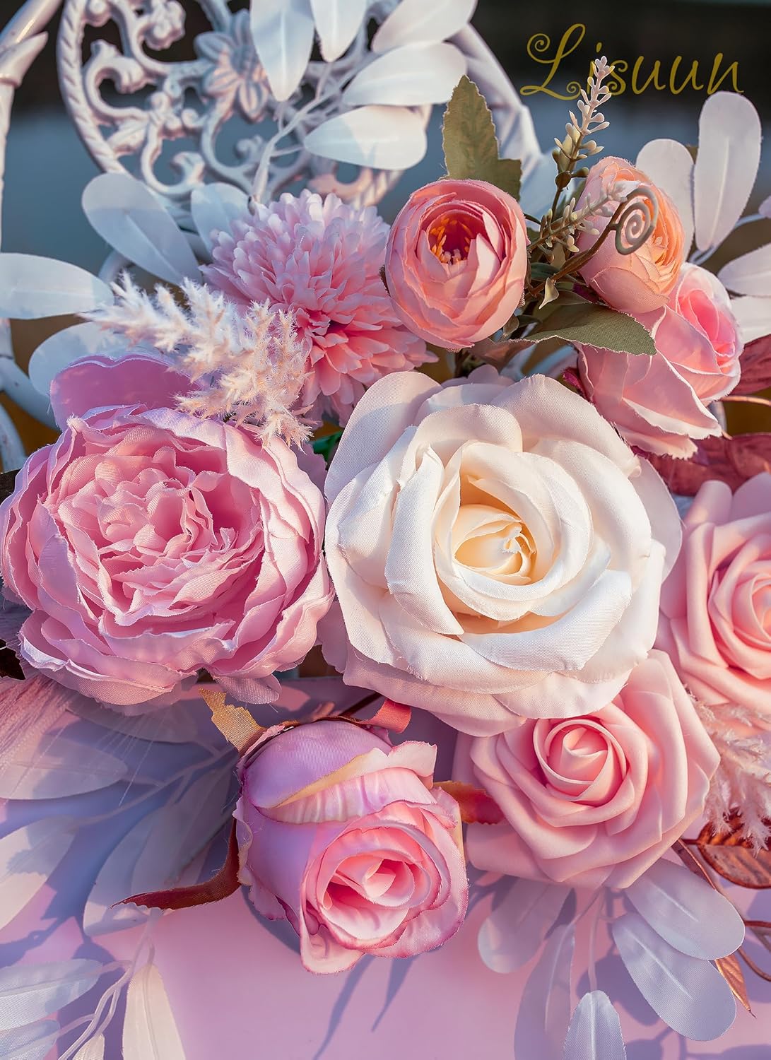 Wedding Arch Flowers, Artificial Flowers for Reception Backdrop and Welcome Ceremony Sign, Large Flower Swag for Dreamy Romantic Wedding Ceremony Floral Decor - Pack of 2