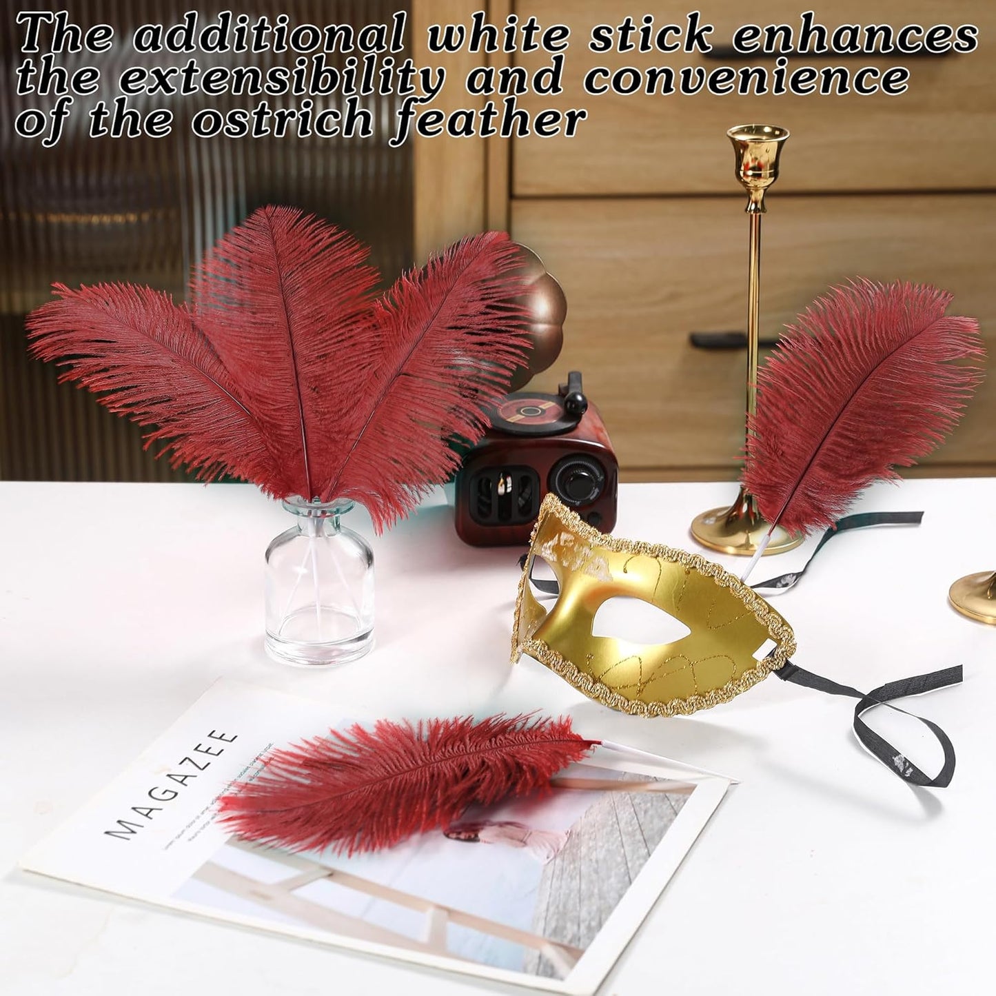 SOGUGOM Burgundy Craft Ostrich Feathers - 30PCS 8-10 inch Ostrich Feathers Kit for Centerpieces, Kindergarten Crafts, Dream Catchers and DIY Projects(Wine Red)