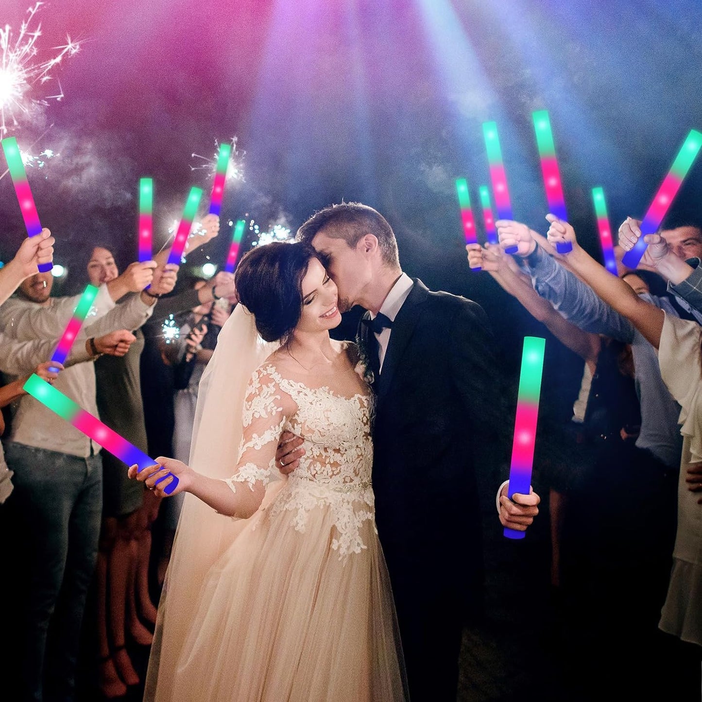 115 Pack LED Foam Glow Sticks, Glow Sticks Bulk with 3 Modes Colorful Flashing, Glow in the Dark Party Supplies for Wedding, Raves, Concert, Camping, Sporting Events, New Year Carnival