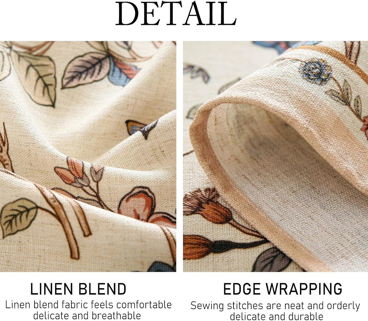 ISAENNE Designer French Light Beige Round Tablecloth,Linen Florals and Birds Pattern Table Cloth,Anti-Wrinkle Decorative Tablecloths for Dining Thanksgiving Kitchen,Diameter 67"-Cornucopia