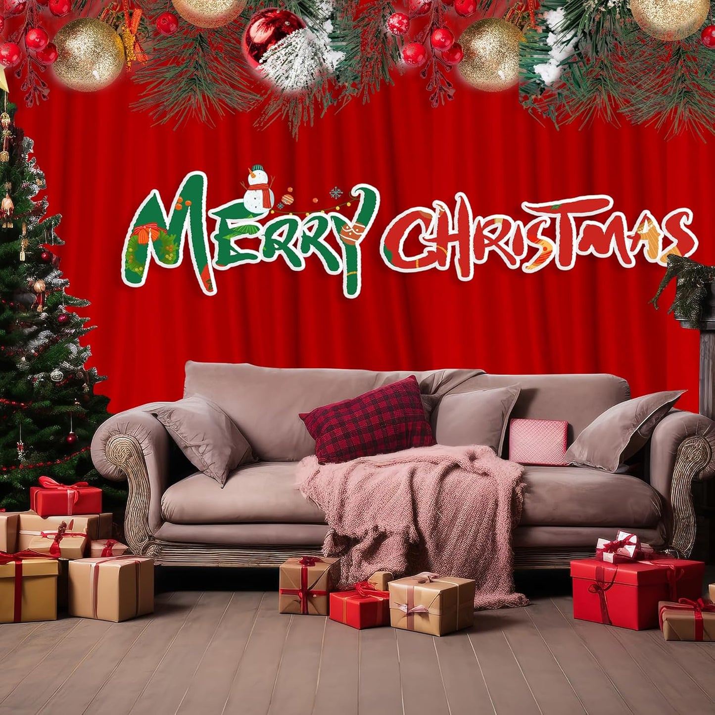 MEETSKY Red Backdrop Curtains for Party Valentine's Day Arch Stage Wedding Ceremony Red Curtains Fabric Photography Backdrop Drapes for BBirthday Party Baby Shower Christmas, 5ft x 10ft, 2 Panels