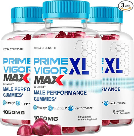 (3 Pack) Prime Vigor XL Max - PrimeVigor XL Max Gummies for Men - Maximum Strength, Prime Vigorxl for Men, Primevigormax Advanced Formula Gummys, Primevigorgummies Supplement, 180 Gummies for 3 Months