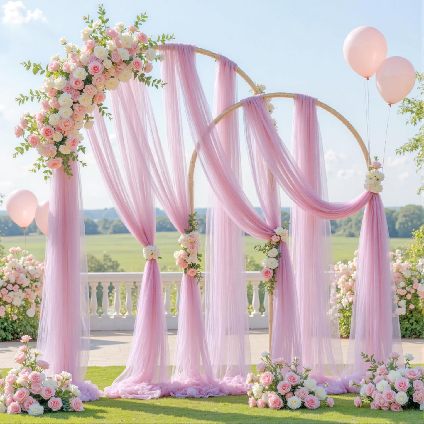 Wedding Arch Draping Fabric Backdrop 1 Panel 30" x 19Ft Dusty Rose Drapes Curtains for Wedding Reception Sheer Tulle Backdrop Curtain for Ceremony Birthday Party Baby Shower Arbor Ceiling Decorations