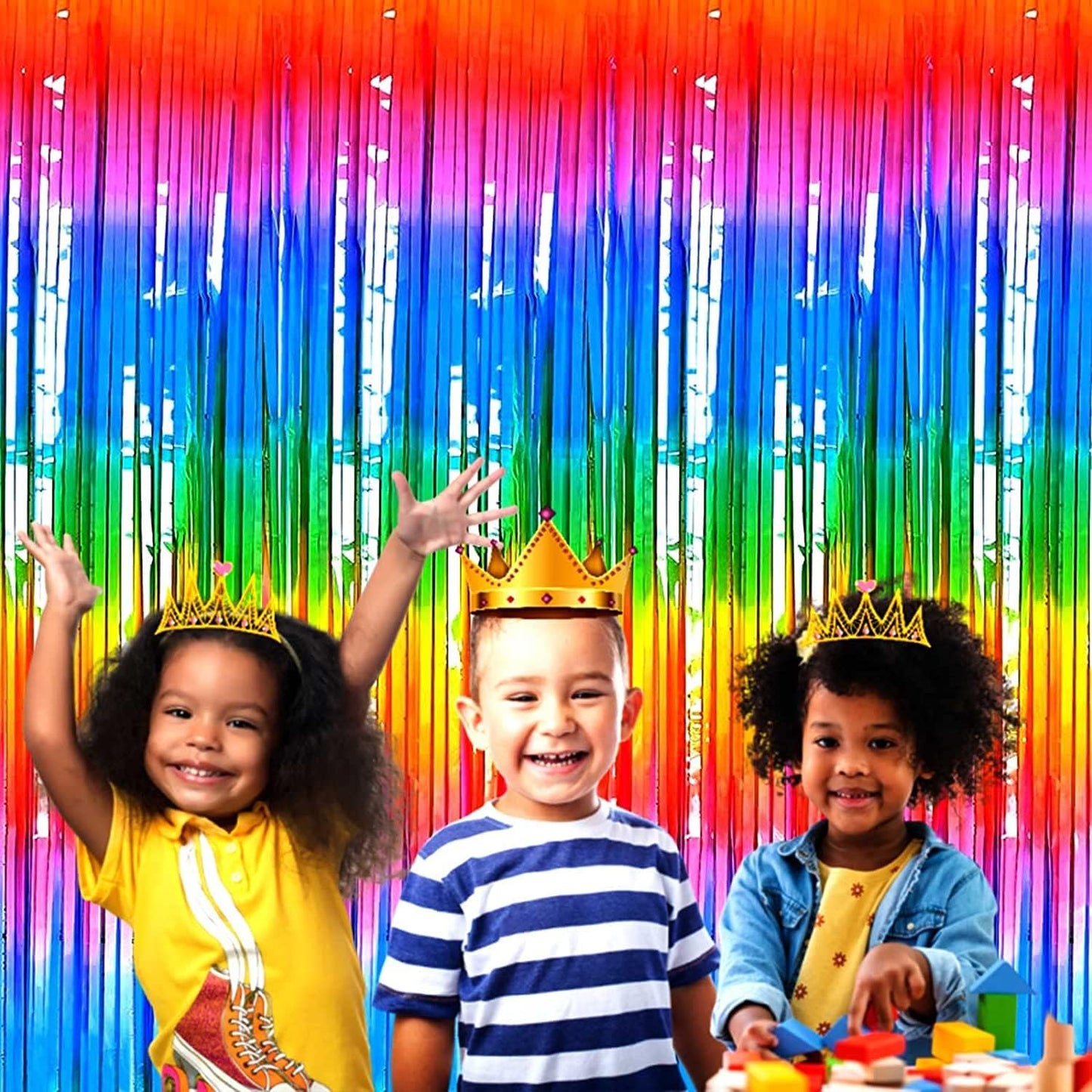 4 Pack Rainbow Tinsel Foil Fringe Curtain Backdrop, 3.28Ft x 8.2Ft Colorful Metallic Streamers for Photo Booth Props Wedding Bridal Shower Bachelorette Birthday Party Decoration New