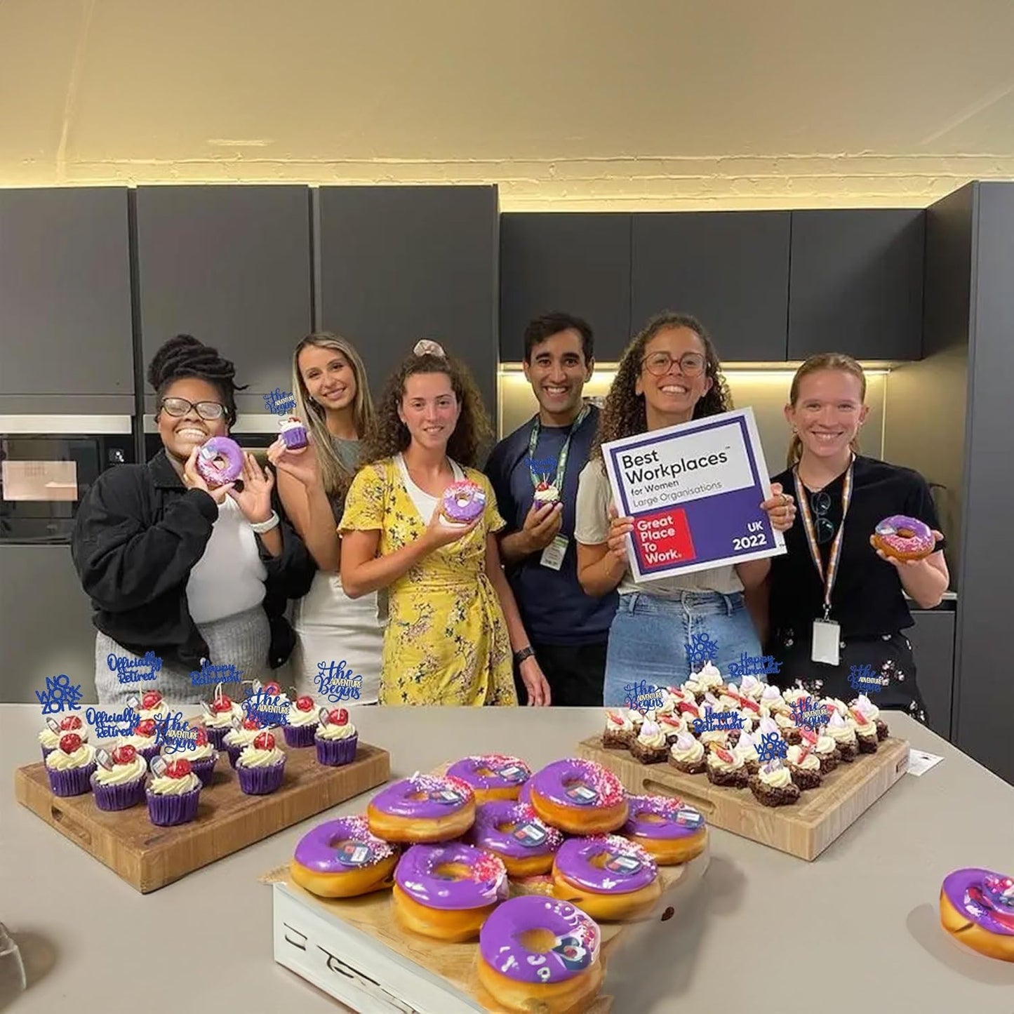 24Pcs Happy Retirement Cupcake Toppers Officially Retired Cake Toppers No Work Zone Adventure Begins Cupcake Picks Retirement Theme Farewell Birthday Party Decorations Supplies Dark Blue