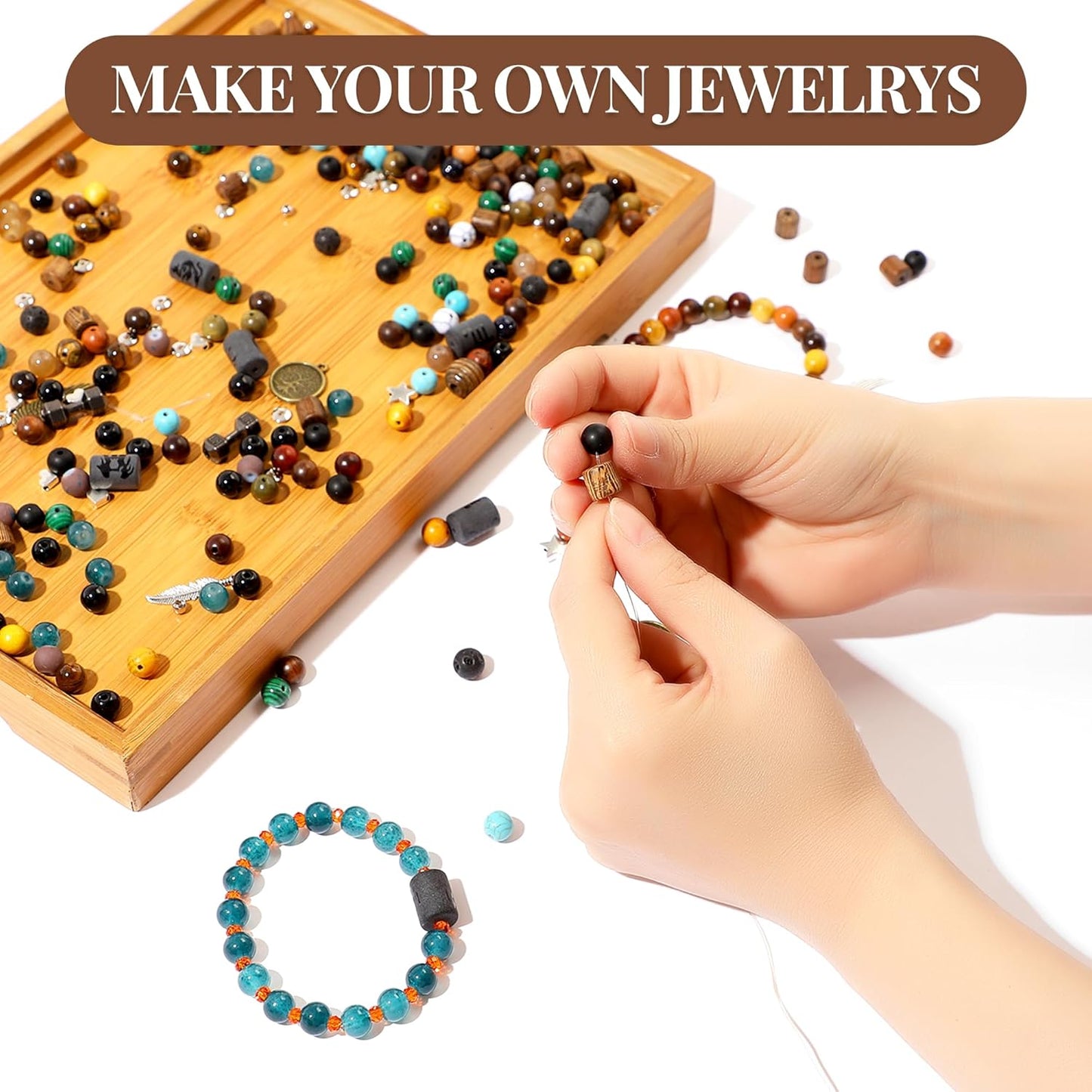 RACIOCK 12 Constellation Bracelet Making Kit with 620Pcs Natural Stone Healing Beads & Charms - DIY Jewelry Bracelet Making Kit for Stress Relief, Anxiety, Yoga Mindfulness Gift for Women Men Couples