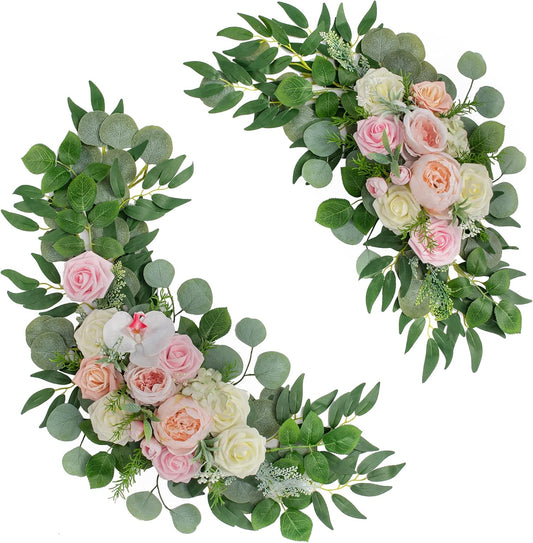 Wedding Arch Flowers, Artificial Flowers for Reception Backdrop and Welcome Ceremony Sign, Large Flower Swag for Beautiful Dream Wedding Ceremony Floral Decor - Pack of 2