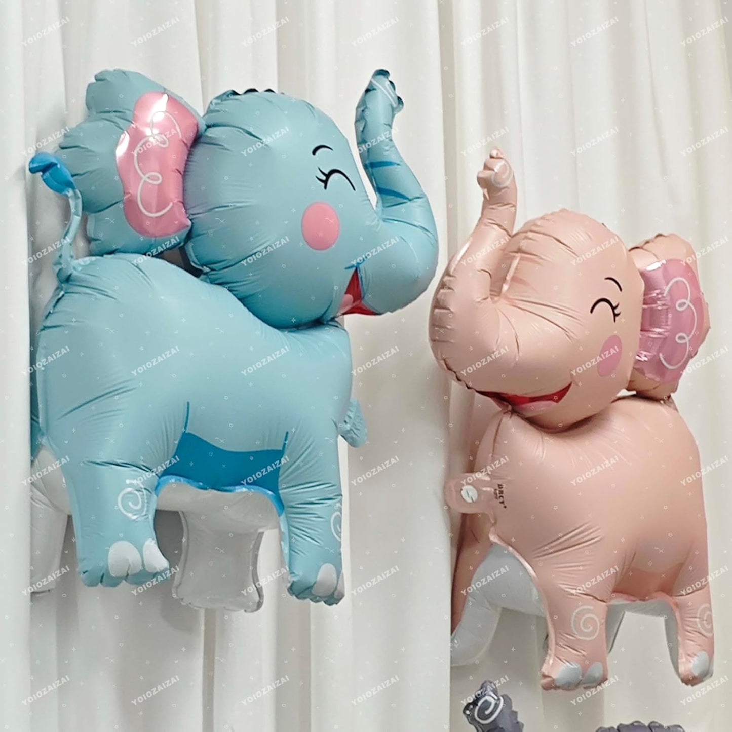 2PCS Matte self-standing elephant animal balloon 3D Jungle Large Elephant Foil Balloons For Kids safari themed birthday party gender indication baby shower Decor supplies Pink
