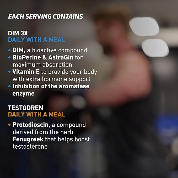 2X-TESTO Stack | DIM 3X & Testodren Bundle | Support Testosterone Levels | Improve Muscle Growth | Made in USA