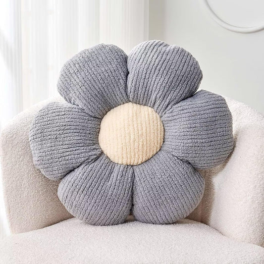 Flower Throw Pillow, Soft Grey 19.6" Shaped Floor Pillow for Home Decor, Cute Aesthetic Plush Decorative Pillows for Bed, Sofa, Couch