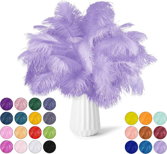 NEWONG 30pcs Light Purple Ostrich Feathers Natural Bulk 8-10in（20-25cm） Vase Craft Wedding Home Party Centerpieces Christmas Day Decoration
