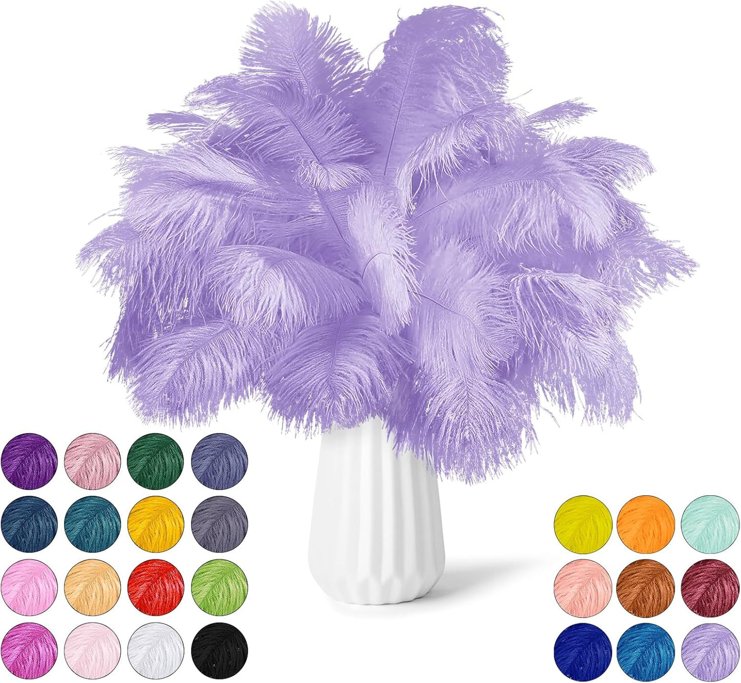 NEWONG 30pcs Light Purple Ostrich Feathers Natural Bulk 9-12in（23-30cm） Vase Craft Wedding Home Party Centerpieces Christmas Day Decoration