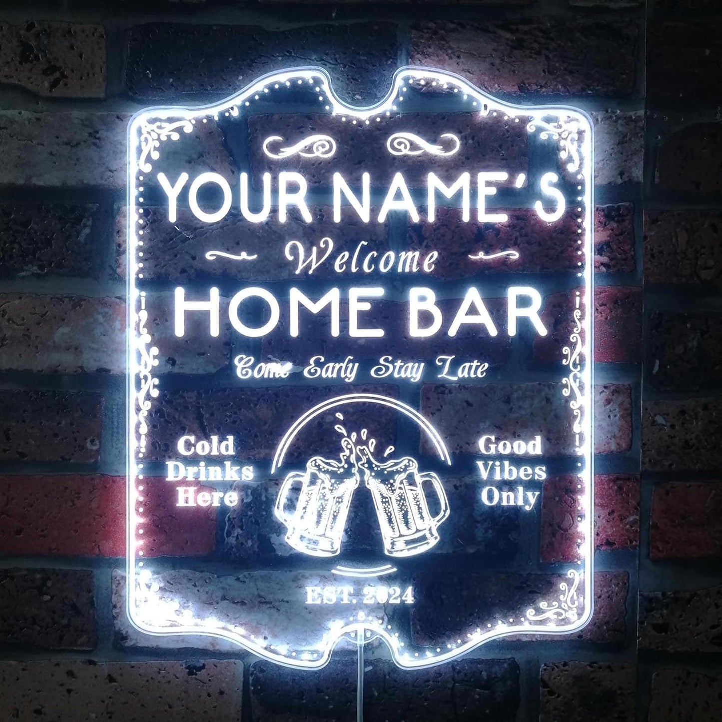 ADVPRO Personalized Your Name Home Bar RGB Dynamic Glam LED Sign - Cut-to-Edge Shape - Smart 3D Decoration - Multicolor Signage st06s86-fnd-p11b-tm-c