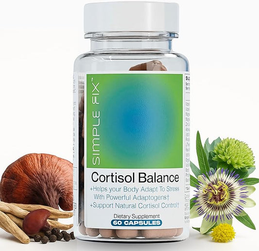 Cortisol Balance Supplement – Supports Stress, Focus & Daily Energy – with Ashwagandha, Rhodiola Rosea, L-Theanine, Magnesium, Zinc & B6 – Adaptogen Formula – Vegan Capsules