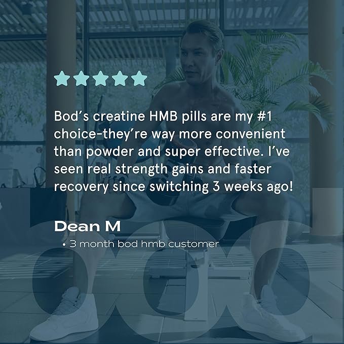 BOD Creatine HMB Capsules, Creatine Monohydrate Powder with HMB for Muscle Growth, Increased Strength, Energy, and Performance - No Bloat, No Load, Unflavored, Vegan, 150 Capsules, 30 SVG