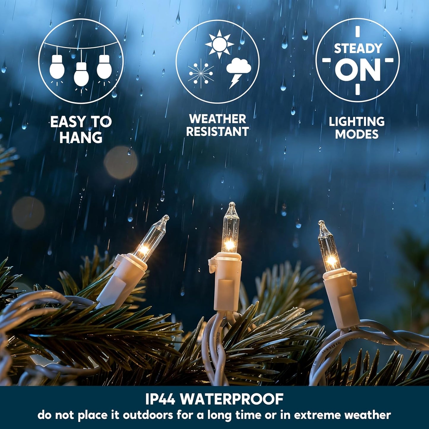 JOIEDOMI Christmas String Lights Indoor,100 Count Mini Warm Fairy Light,21.5FT Lighting Decor for Patio Dorm Classroom Bedroom Holiday Wedding Party Garland Birthday Festival Valentines Day,White Wire