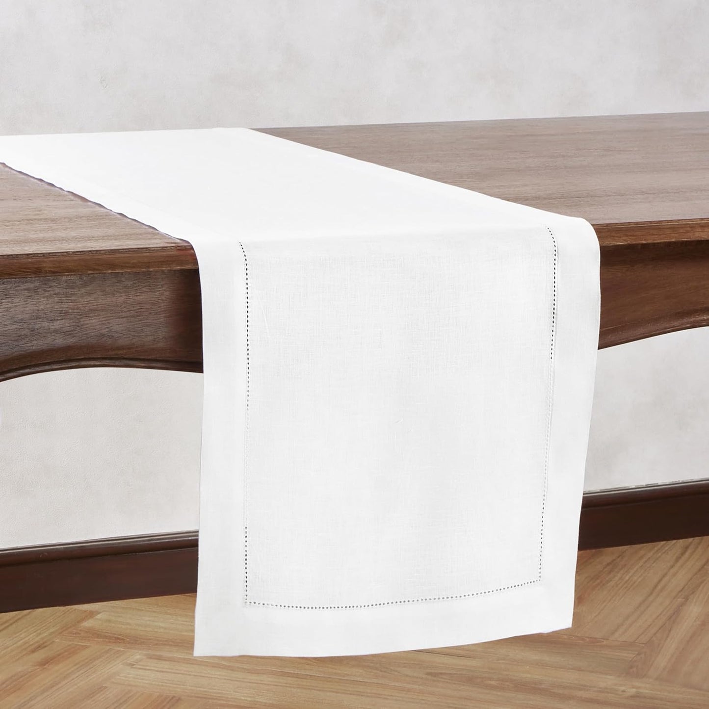 Off White Table Runner 72 inches Long – 100% Pure Linen Hemstitch 14 x 72 Inch Table Runner for Dining, Spring, Summer, Wedding Decorations, Gift – Azure